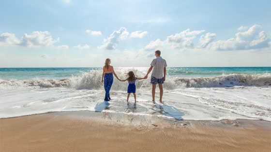 family at beach