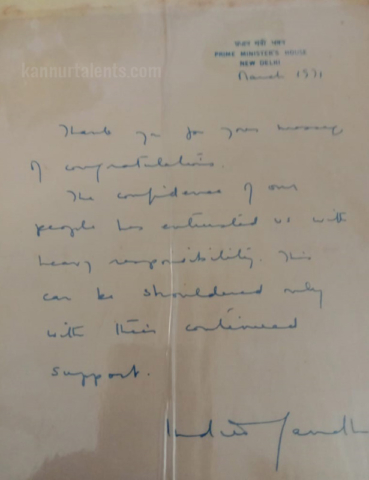 Indira Gandhi Handwritten Letter